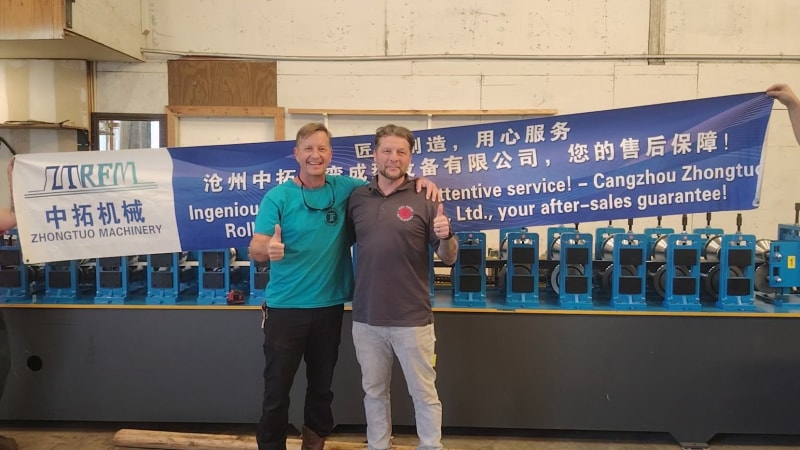 滄州中拓再創佳績彩鋼瓦滴水檐設備在美國佛羅里達成功投產運行穩定